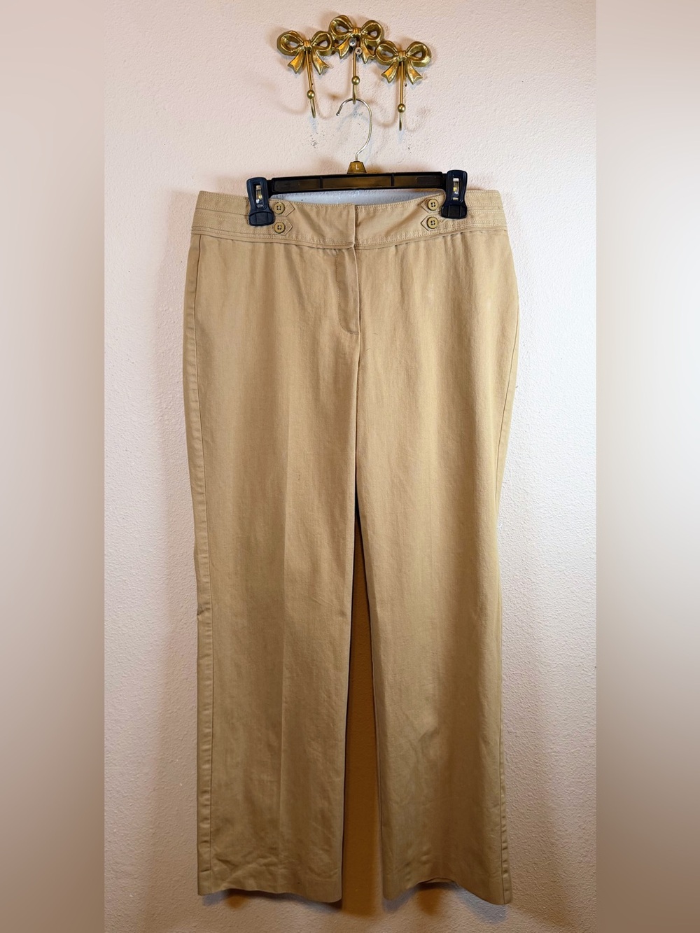 Larry Levine Tan Straight-Leg Chinos. Size 12